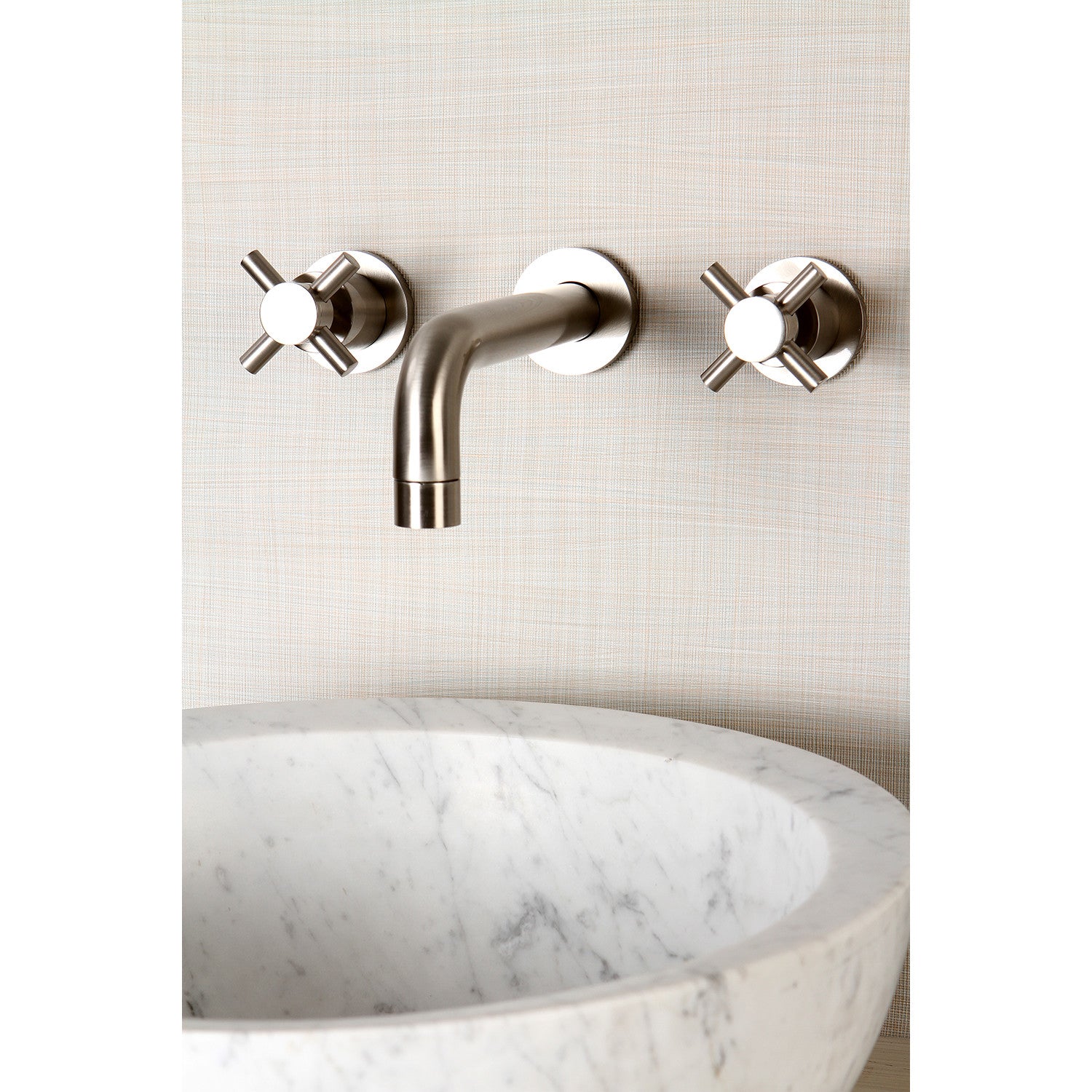 Kingston Sona KS8128DX - Concord Double-Handle 3-Hole Wall Mount Bathroom Faucet, Brushed Nickel — thumbnail 2